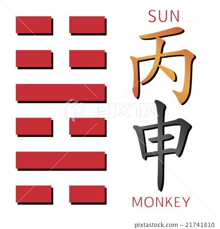 Hexagram from chinese hieroglyphs. Sun, Monkey Hexagram from chinese hieroglyphs. Sun, Monkey 21741810