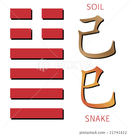 Hexagram from chinese hieroglyphs. Soil, Snake Hexagram from chinese hieroglyphs. Soil, Snake 21741812