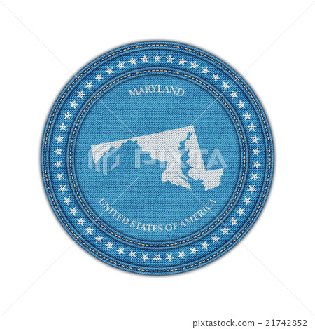 Label with map of maryland. Denim style. 21742852