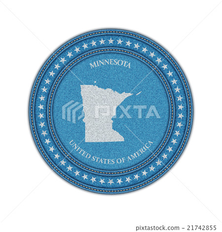 Label with map of minnesota. Denim style. 21742855