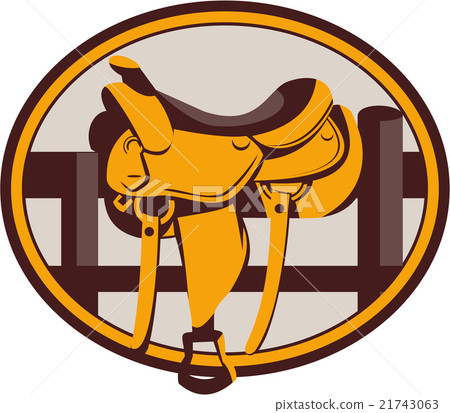 Western Saddle Fence Oval Retro 21743063