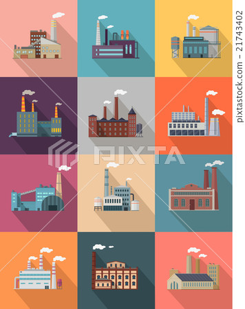 Set of Building Plant or Industrial Factory Set of Building Plant or Industrial Factory 21743402