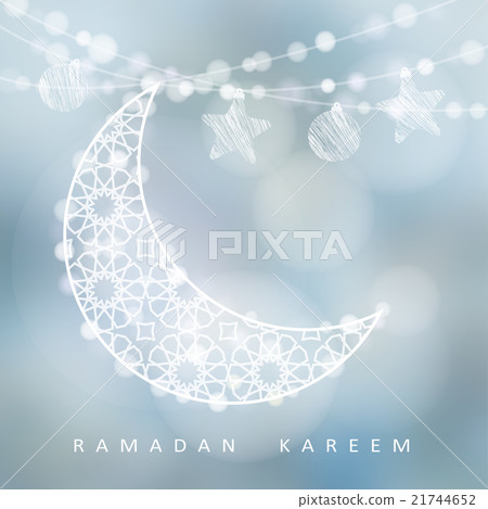 String with ornamental moon, stars, Ramadan vector 21744652