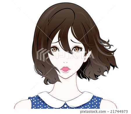 女性面部表情/休克/夏季服裝/長發 女性面部表情/休克/夏季服裝/長發 21744973