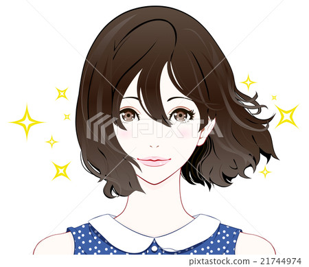 女性的面部表情/期待/夏季服裝/髮夾 21744974