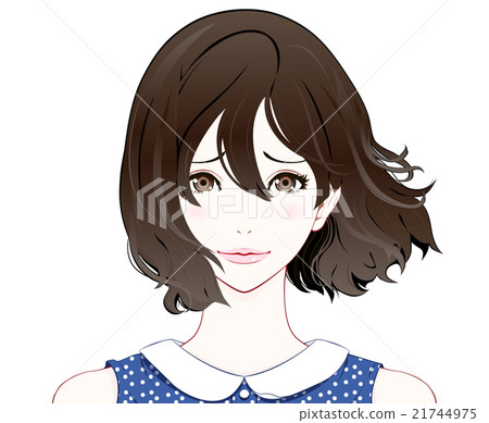 女性面部表情/閃耀/夏天的衣服/自然的頭髮 女性面部表情/閃耀/夏天的衣服/自然的頭髮 21744975