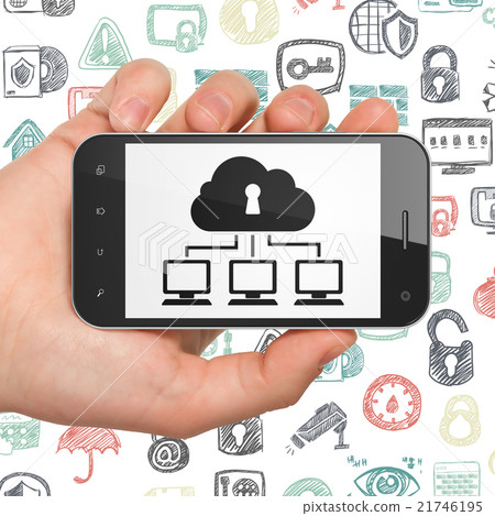Protection concept: Hand Holding Smartphone with Protection concept: Hand Holding Smartphone with 21746195