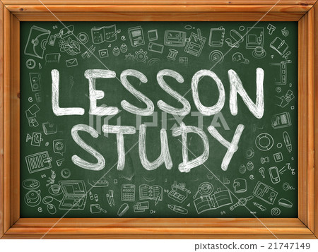 Lesson Study - Hand Drawn on Green Chalkboard. - Stock Illustration ...