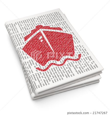 Vacation concept: Ship on Newspaper background 21747267