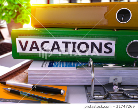 Green Office Folder with Inscription Vacations. Green Office Folder with Inscription Vacations. 21747269