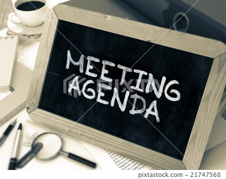 Meeting Agenda Concept Hand Drawn on Chalkboard. Meeting Agenda Concept Hand Drawn on Chalkboard. 21747568