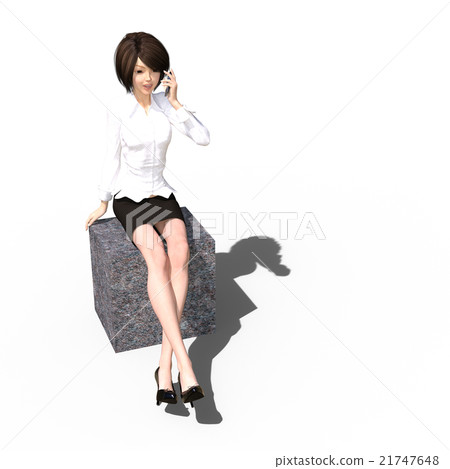 Calling business woman perming3DCG illustrations material 21747648