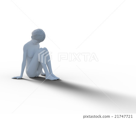 Sad female image white mannequin perming3DCG illustration material Sad female image white mannequin perming3DCG illustration material 21747721