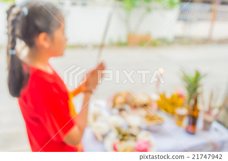 blur image of chinese new year food table  . 21747942