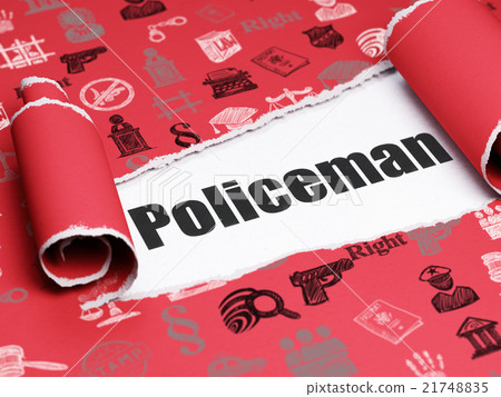 Law concept: black text Policeman under the piece Law concept: black text Policeman under the piece 21748835