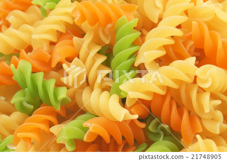 Close up of  three colored fusilli     21748905