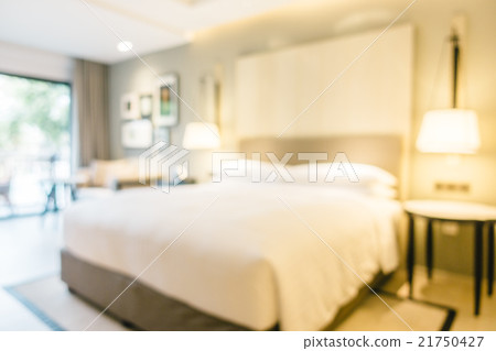 Blur White pillow on bed 21750427