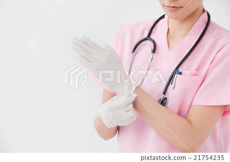 醫護人員戴著橡膠手套（身體部位） 21754235