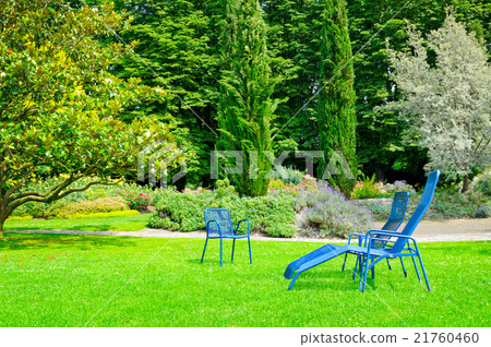 beautiful summer park with lawn and recliner beautiful summer park with lawn and recliner 21760460