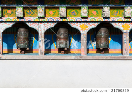 Buddhist prayer wheels in Nepal. Buddhist prayer wheels in Nepal. 21760859