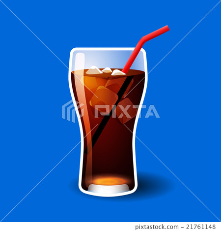 Cola or soda glass with ice cubes isolated on blue Cola or soda glass with ice cubes isolated on blue 21761148