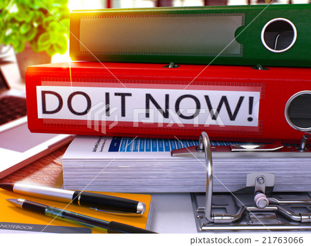 Red Ring Binder with Inscription Do it Now. Red Ring Binder with Inscription Do it Now. 21763066