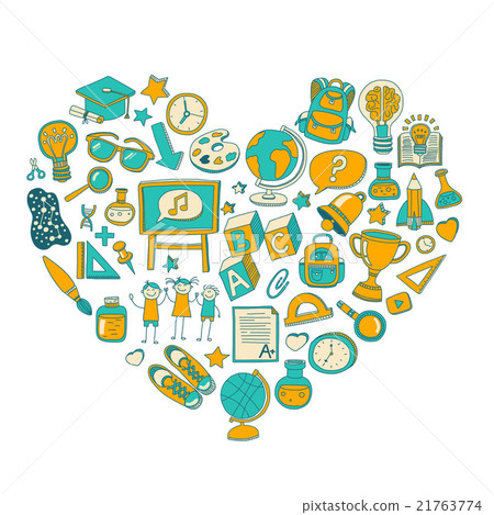 Back to School doodle set. Linear icons 21763774