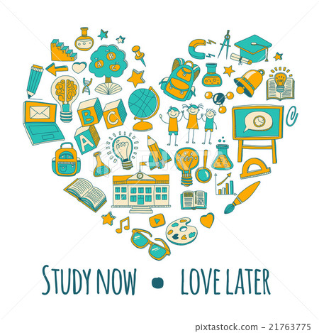 Back to School doodle set. Linear icons 21763775