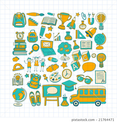 Back to School doodle set. Linear icons 21764471