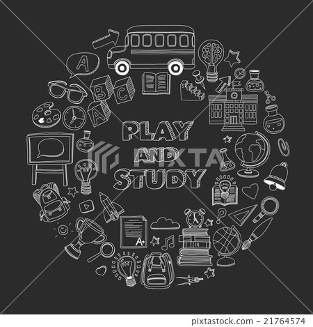 Back to School doodle set. Linear icons 21764574