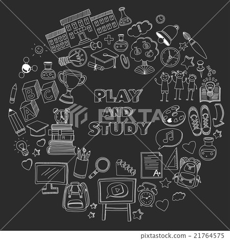 Back to School doodle set. Linear icons 21764575