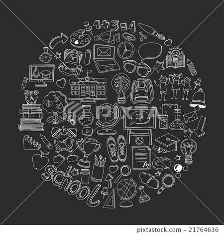 Back to School doodle set. Linear icons Back to School doodle set. Linear icons 21764636