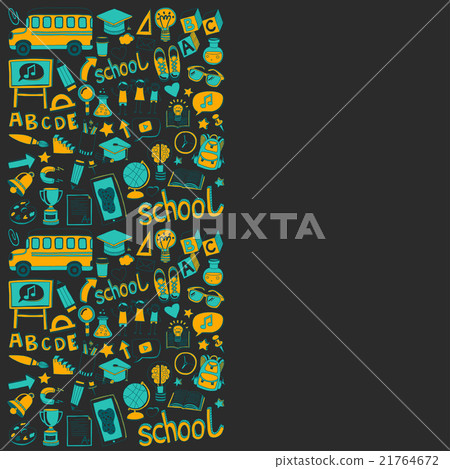 Back to School doodle set. Linear icons 21764672