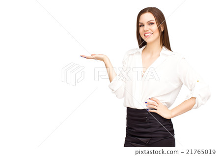 Business woman point up 21765019