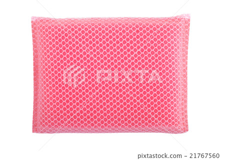 pink dishwashing sponge on white background. pink dishwashing sponge on white background. 21767560