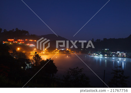 Lake village in morning at Ban Rak Thai  21767756