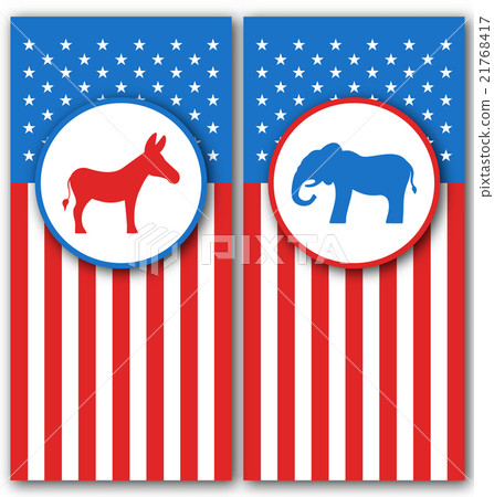 Banners With Donkey And Elephant As A Symbols Vote - Stock Illustration ...