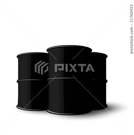 Three Black Metal of Oil Barrels Isolated on White Three Black Metal of Oil Barrels Isolated on White 21768455