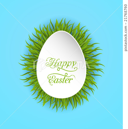 Happy Easter Paper Card in Form Egg with Green 21768760