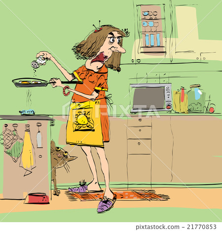 Angry woman cooking in the kitchen Angry woman cooking in the kitchen 21770853