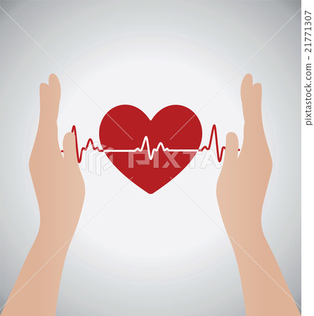 Hand Holding Heart of Heartbeat Electrocardiograph 21771307