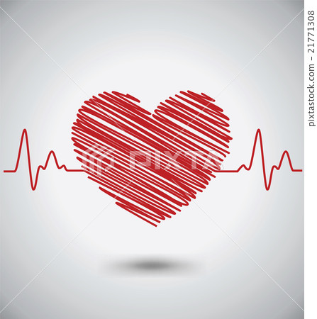 Heartbeat With Heart Shape and EKG, Medical Heartbeat With Heart Shape and EKG, Medical 21771308