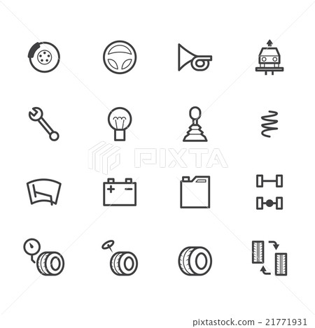 car check black icon set on white background - Stock Illustration ...