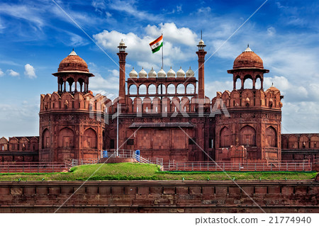 Red Fort Lal Qila with Indian flag. Delhi, India 21774940