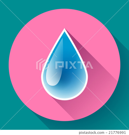 Blue shiny water drop icon. Flat design style - Stock Illustration ...