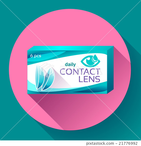 Contact lenses box icon. Flat design style. 21776992