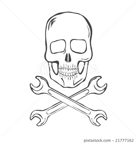 Hand Draw Skull with crossed wrenches vector 21777162
