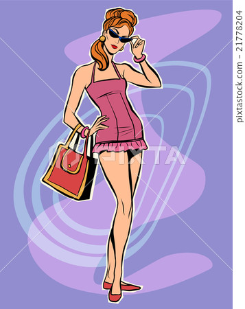 Beautiful redhead retro girl in short dress Beautiful redhead retro girl in short dress 21778204