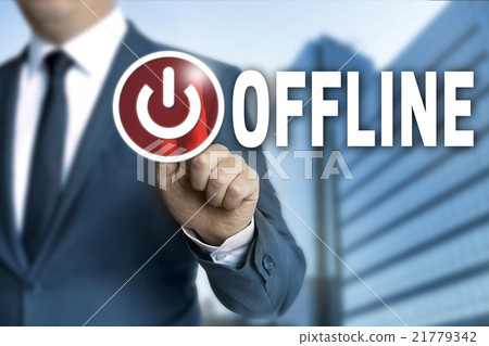 offline touchscreen is operated by businessman offline touchscreen is operated by businessman 21779342