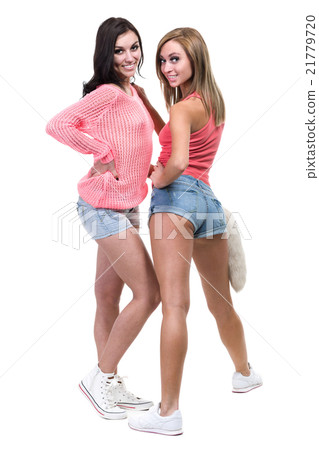 full-length portrait of two sexy young women full-length portrait of two sexy young women 21779720